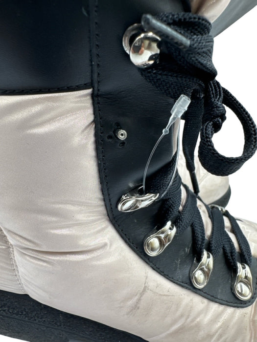 Chanel Shoe Size 38.5 Light Pink & Black textile upper Puffer Lace Up Boots Light Pink & Black / 38.5