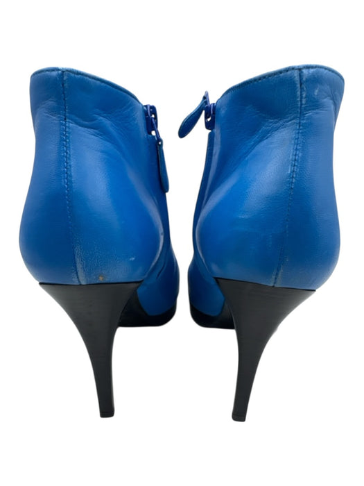 Balenciaga Shoe Size 39 Blue & Black Leather Upper Side Zip Low Platform Booties Blue & Black / 39