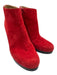 Balenciaga Shoe Size 39 Red & Black Leather Upper Side Zip Low Platform Booties Red & Black / 39