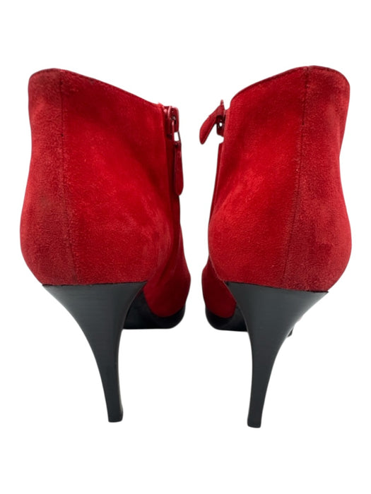 Balenciaga Shoe Size 39 Red & Black Leather Upper Side Zip Low Platform Booties Red & Black / 39