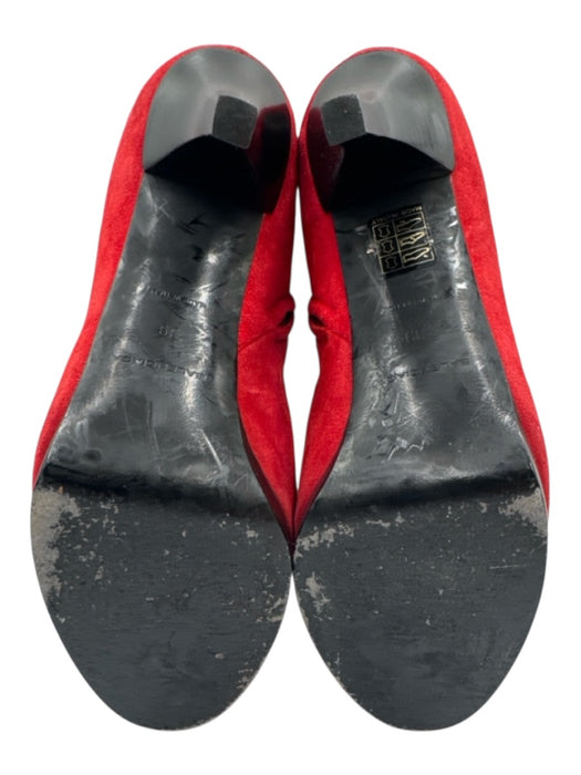 Balenciaga Shoe Size 39 Red & Black Leather Upper Side Zip Low Platform Booties Red & Black / 39