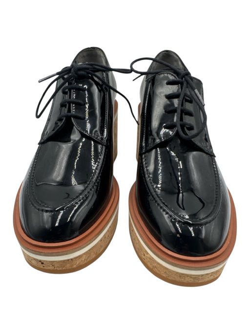Clergerie Shoe Size 38.5 Black & Beige Leather Upper Patent Lace Up Loafers Black & Beige / 38.5
