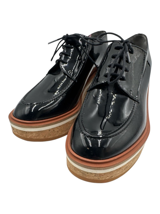 Clergerie Shoe Size 38.5 Black & Beige Leather Upper Patent Lace Up Loafers Black & Beige / 38.5