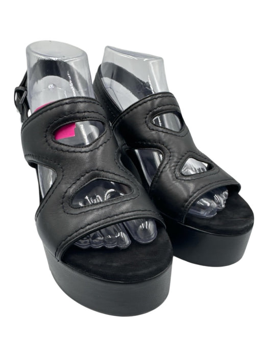 Clergerie Shoe Size 38.5 Black Leather Upper Ankle Buckle Caged Platform Sandals Black / 38.5