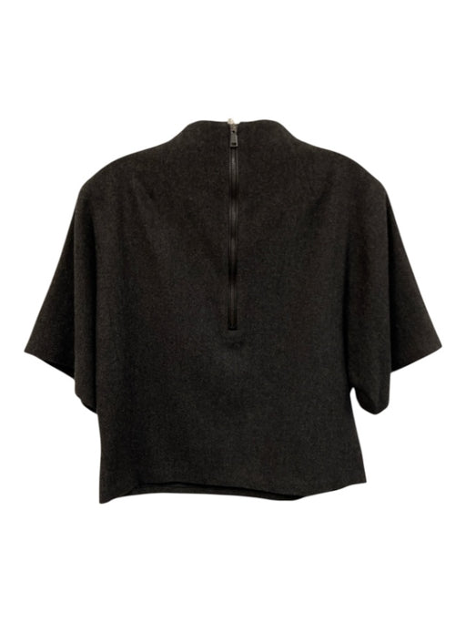 Ralph Lauren Black Label Size 4 Dark Grey Wool & Silk Zip Back High Neck Top Dark Grey / 4