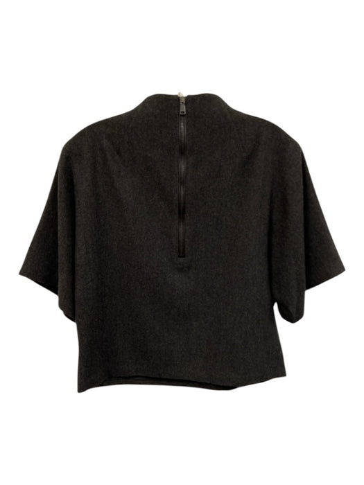 Ralph Lauren Black Label Size 4 Dark Grey Wool & Silk Zip Back High Neck Top Dark Grey / 4