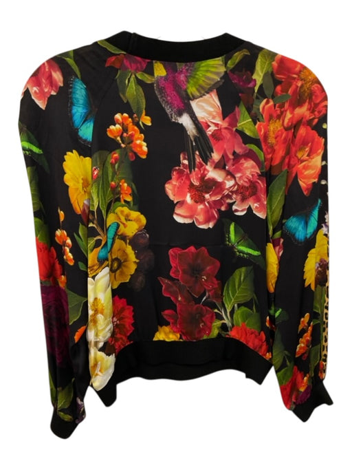 Alice + Olivia Size S Black Multi Viscose Floral Long Sleeve Top Black Multi / S
