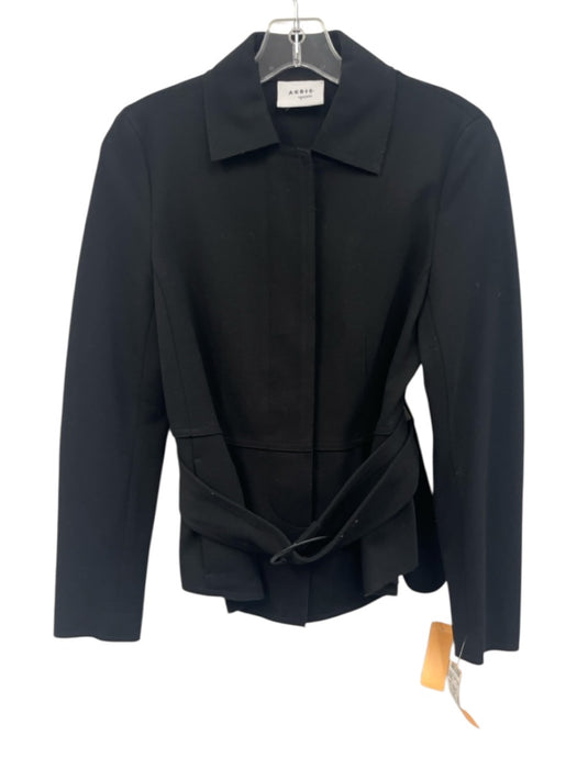 Akris Punto Size 4 Black Viscose Button Front Long Sleeve Pintuck Jacket Black / 4