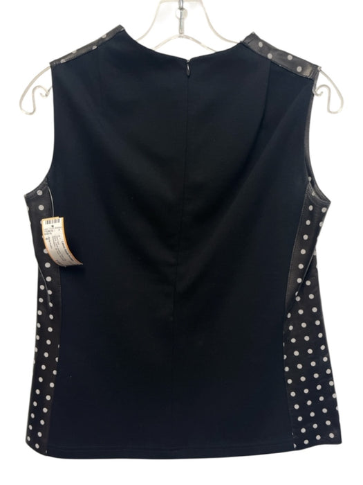 Akris Punto Size 6 Black Lamb leather Polka Dots Sleeveless Zip Back Skirt Set Black / 6