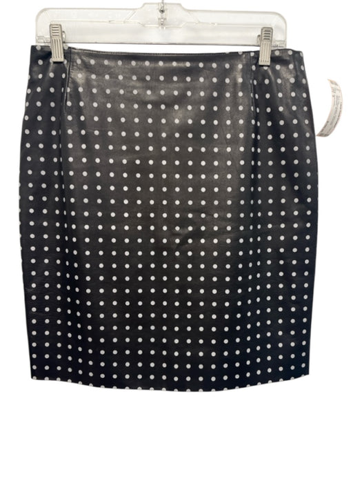 Akris Punto Size 6 Black Lamb leather Polka Dots Sleeveless Zip Back Skirt Set Black / 6