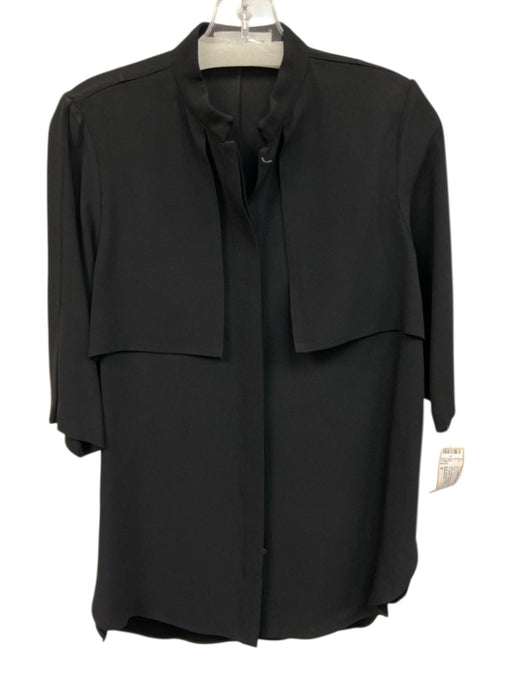 Nellie Partow Size 8 Black Viscose Blend Button Front 1/2 Sleeve Top Black / 8