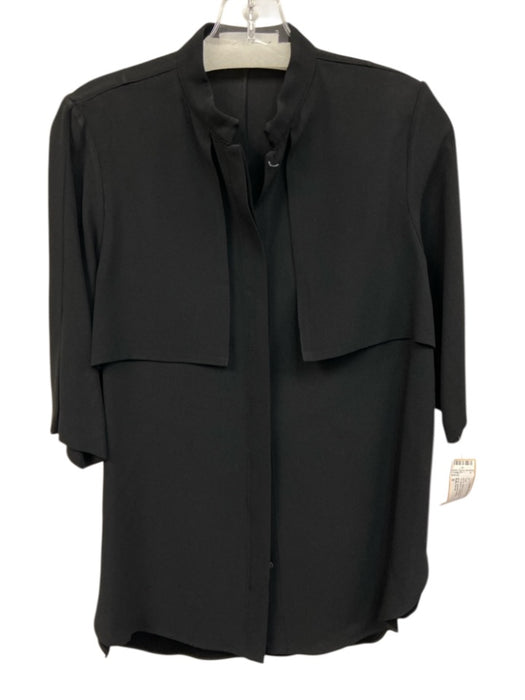 Nellie Partow Size 8 Black Viscose Blend Button Front 1/2 Sleeve Top Black / 8