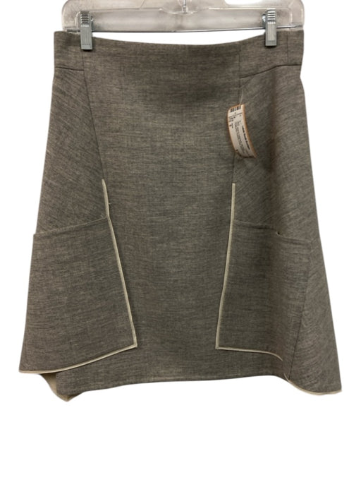 Akris Size 6 Grey Wool & Cashmere Zip Back Heathered Pockets A line Skirt Grey / 6