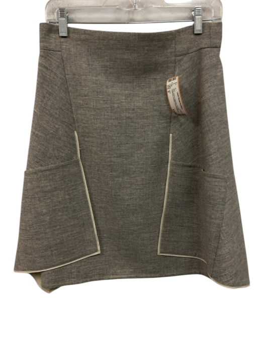 Akris Size 6 Grey Wool & Cashmere Zip Back Heathered Pockets A line Skirt Grey / 6