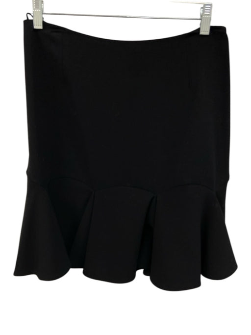 Ralph Lauren Black Label Size 6 Black Wool Blend ruffles Zip Back Skirt Black / 6