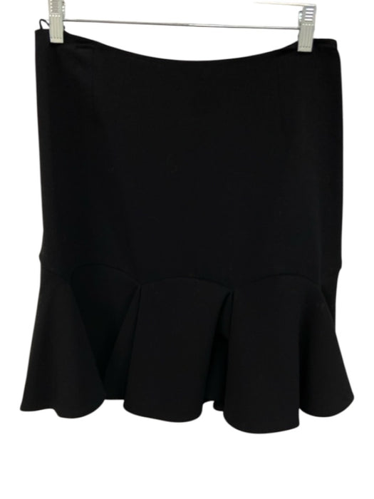 Ralph Lauren Black Label Size 6 Black Wool Blend ruffles Zip Back Skirt Black / 6