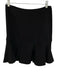 Ralph Lauren Black Label Size 6 Black Wool Blend ruffles Zip Back Skirt Black / 6