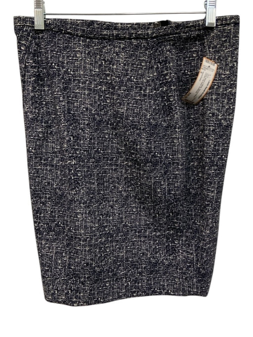 Akris Punto Size 6 Navy Black & White Viscose Blend Printed Zip Back Skirt Navy Black & White / 6