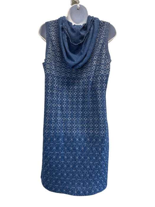 Chanel Size 40 Blue Silk Blend Hood Metallic Thread Sleeveless Textured Dress Blue / 40