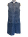 Chanel Size 40 Blue Silk Blend Hood Metallic Thread Sleeveless Textured Dress Blue / 40