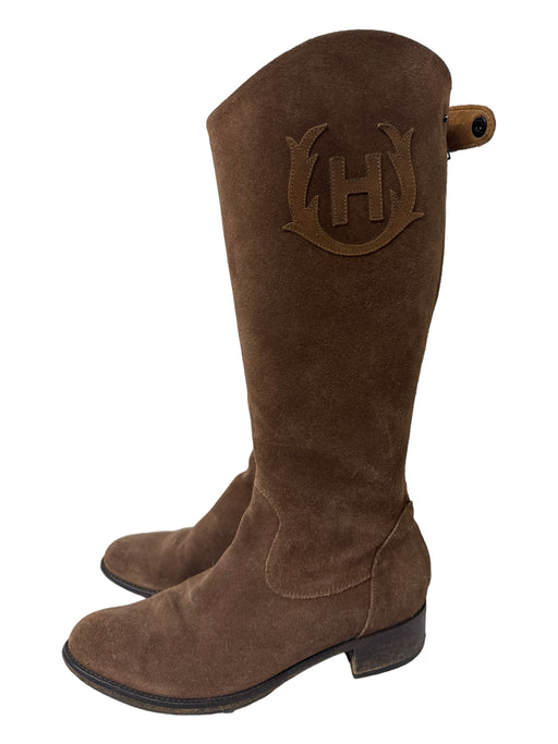 Hunter Shoe Size 39 Brown Suede Knee High Back Zip Side Logo Boots Brown / 39