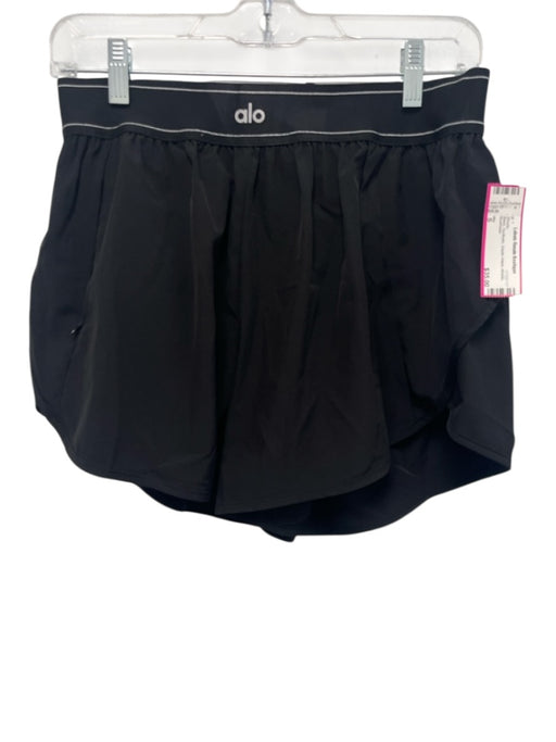 Alo Size S Black Synthetic Elastic Waist Athletic Shorts Black / S