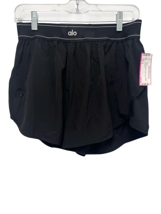 Alo Size S Black Synthetic Elastic Waist Athletic Shorts Black / S
