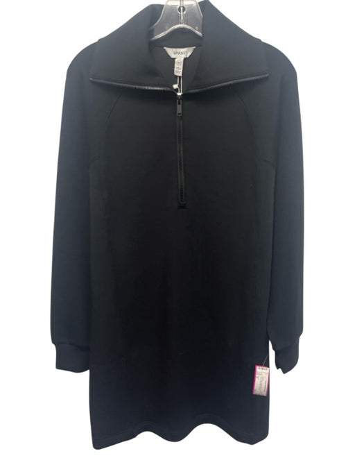 Spanx Size M Black Tencel Blend 1/2 Zip Long Sleeve Fold Collar Jacket Black / M