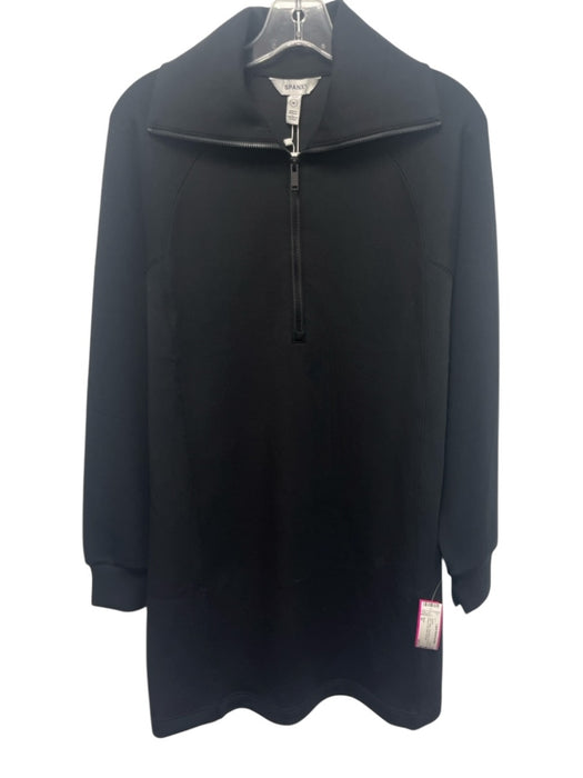 Spanx Size M Black Tencel Blend 1/2 Zip Long Sleeve Fold Collar Jacket Black / M