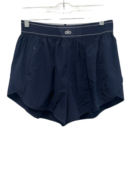 Alo Size S Navy Synthetic Elastic Waist Athletic Shorts Navy / S