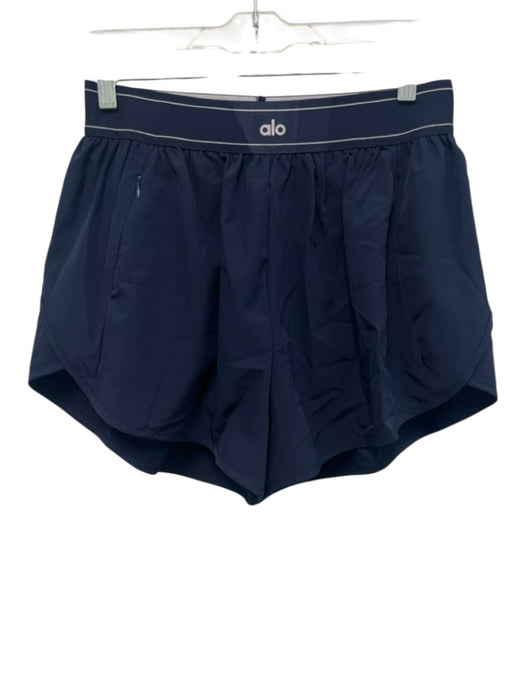 Alo Size S Navy Synthetic Elastic Waist Athletic Shorts Navy / S