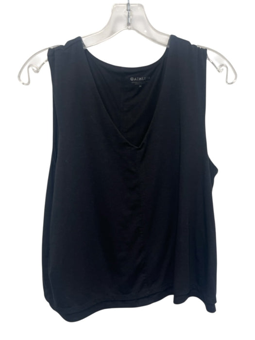 Athleta Size M Black Poly Blend Wide Neck Sleeveless Athletic Top Black / M