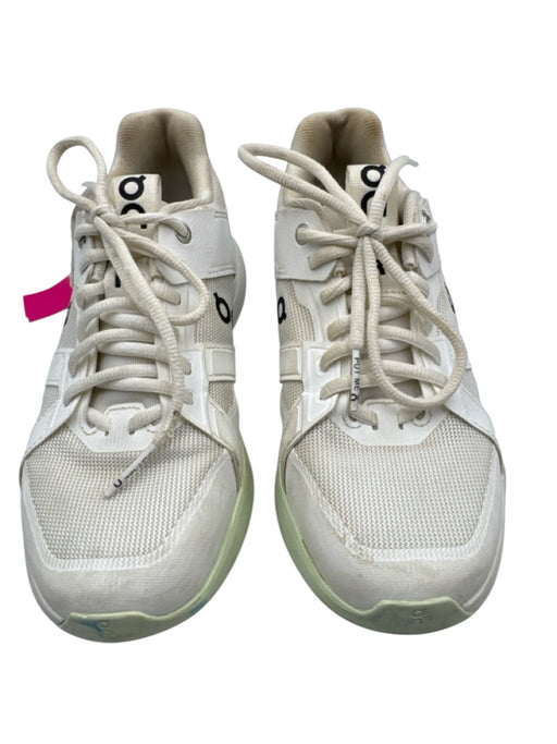 On Cloud Shoe Size 7.5 White Synthetic Lace Up Green Accents Platform Shoes White / 7.5