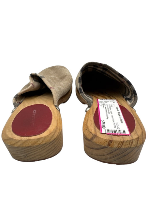 Burberry Shoe Size 37 Beige Suede Tartan Plaid Rubber Outsole Clogs Beige / 37