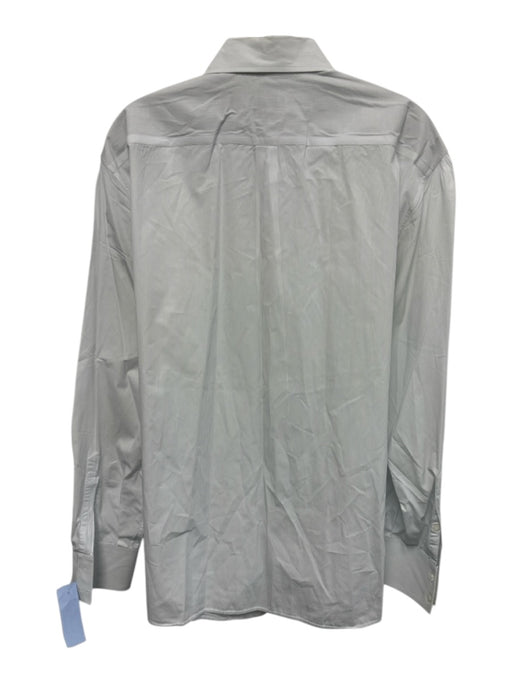 Brunello Cucinelli Size XL White & Blue Cotton Striped Men's Long Sleeve Shirt White & Blue / XL