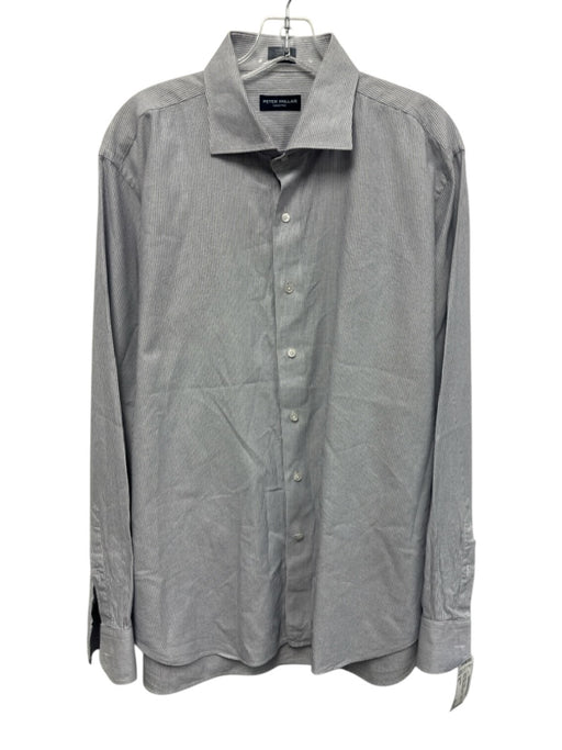 Peter Millar Size XL Blue & White Cotton Striped Button Down Long Sleeve Shirt Blue & White / XL