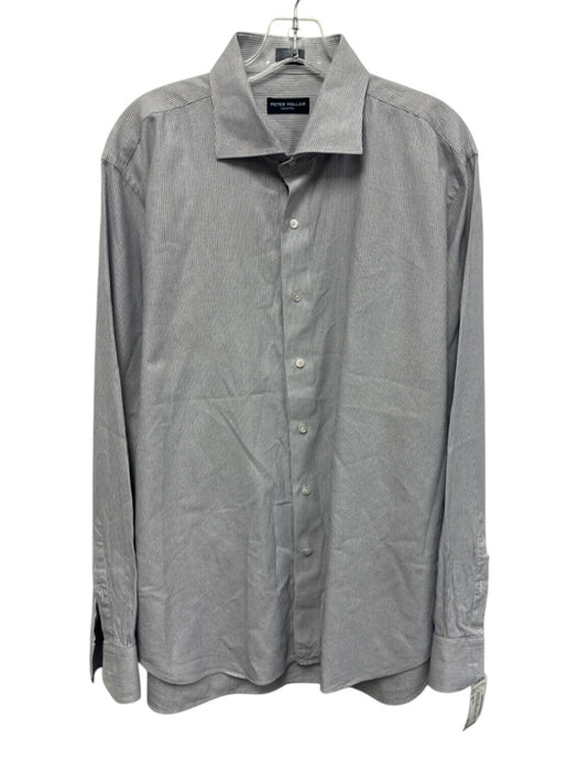 Peter Millar Size XL Blue & White Cotton Striped Button Down Long Sleeve Shirt Blue & White / XL