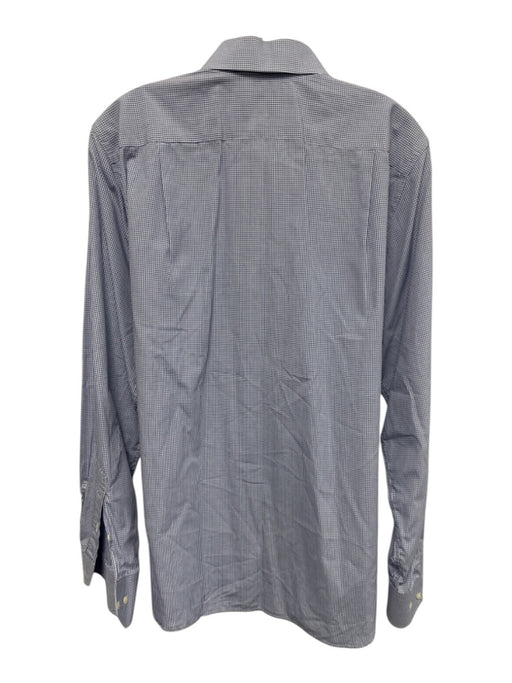 Cornelliani Size 16 Blue & White Cotton Grid Button Down Men's Long Sleeve Shirt Blue & White / 16