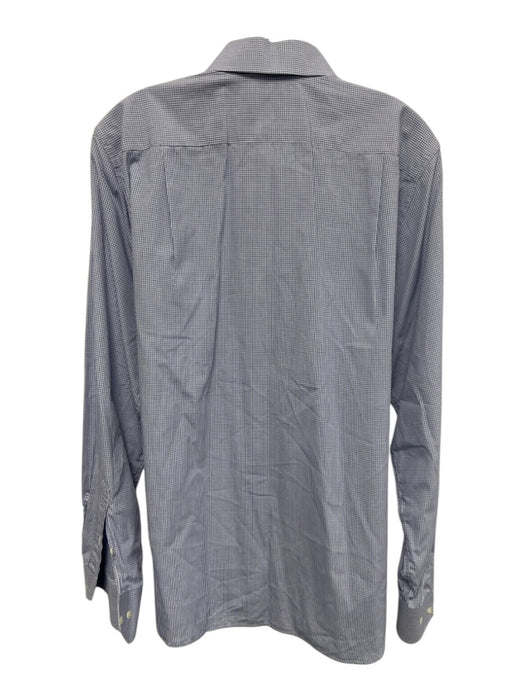 Cornelliani Size 16 Blue & White Cotton Grid Button Down Men's Long Sleeve Shirt Blue & White / 16