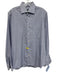 Cornelliani Size 16 Blue & White Cotton Grid Button Down Men's Long Sleeve Shirt Blue & White / 16