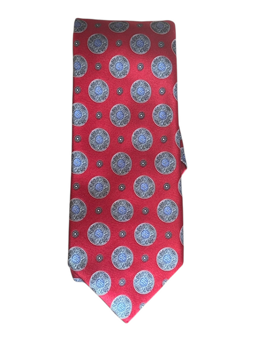 Ermenegildo Zegna Red & Multi Silk All Over Print Men's Tie Red & Multi