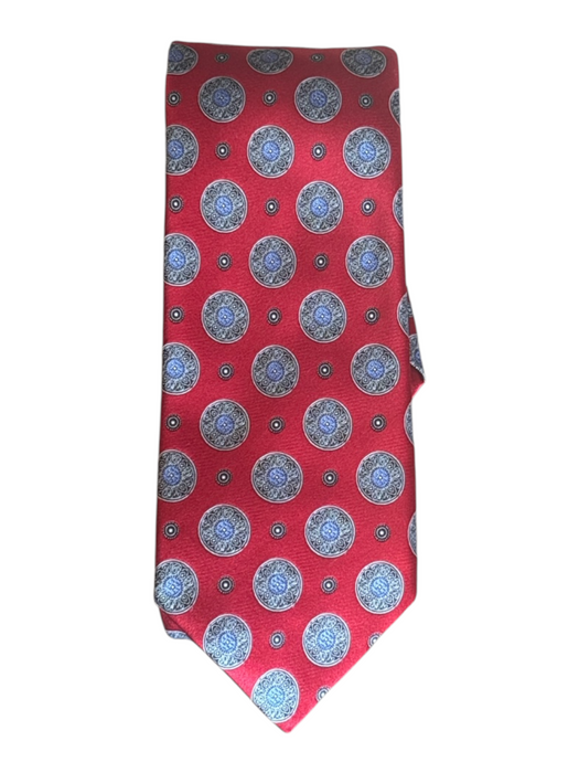 Ermenegildo Zegna Red & Multi Silk All Over Print Men's Tie Red & Multi