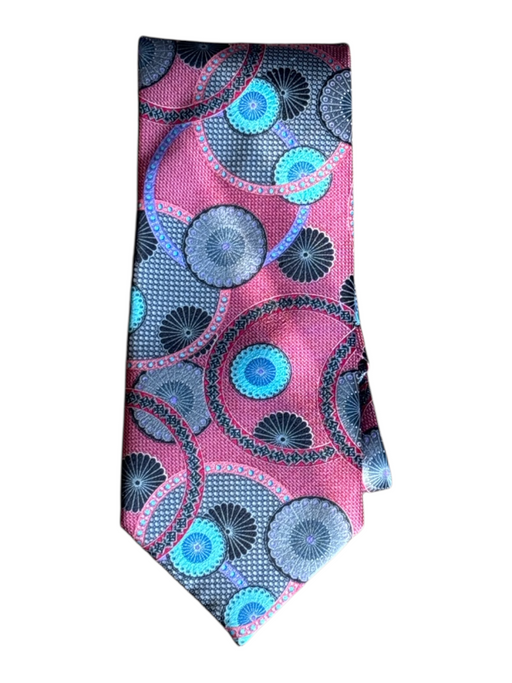 Ermenegildo Zegna Pink & Multi Silk All Over Print Men's Tie Pink & Multi