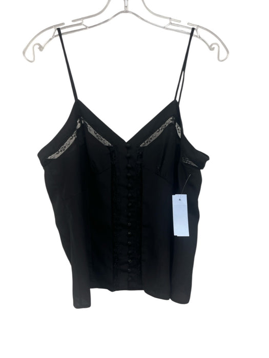 The Kooples Size 4 Black No Fabric Tag Lace Detail Spaghetti Strap Cami Top Black / 4