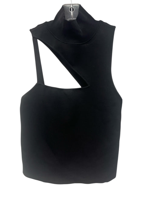 Alice + Olivia Size L Black Viscose Blend Sleeveless Turtleneck Cutout Knit Top Black / L