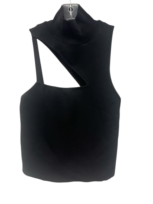 Alice + Olivia Size L Black Viscose Blend Sleeveless Turtleneck Cutout Knit Top Black / L