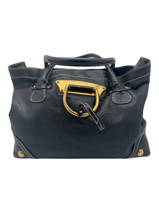 Dolce & Gabbana Black Leather Shoulder Bag Tote Cheetah Interior Bag Black / L