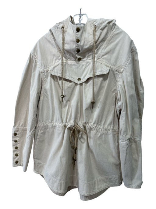 Ulla Johnson Size S Khaki Beige Cotton Hood Drawstring Waist Jacket Khaki Beige / S