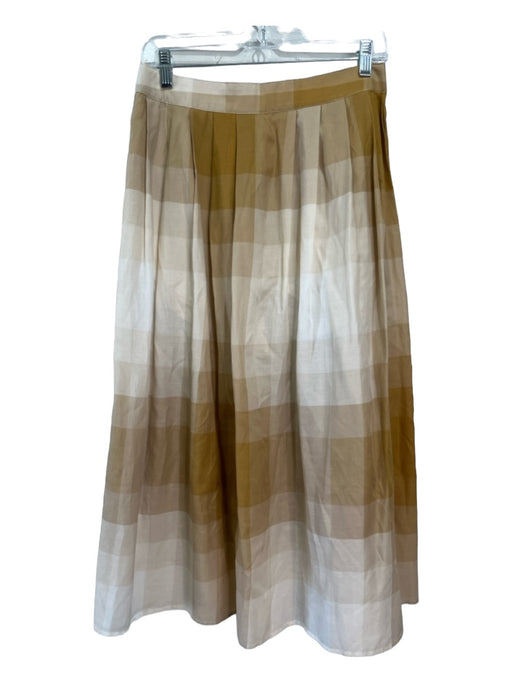 Billy Reid Size 6 Beige & White Cotton & Silk Maxi Plaid Side Zip Skirt Beige & White / 6
