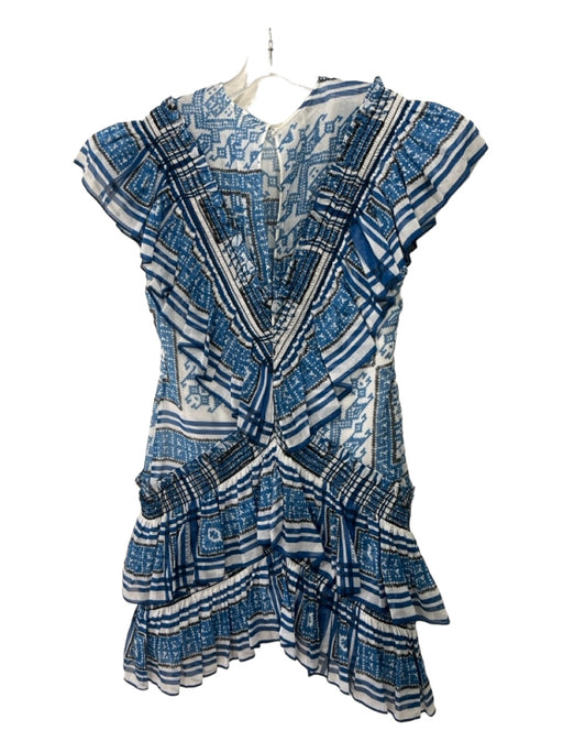 Philosophy di Lorenzo Serafini Size 6 Blue & White Cotton & Silk Abstract Dress Blue & White / 6